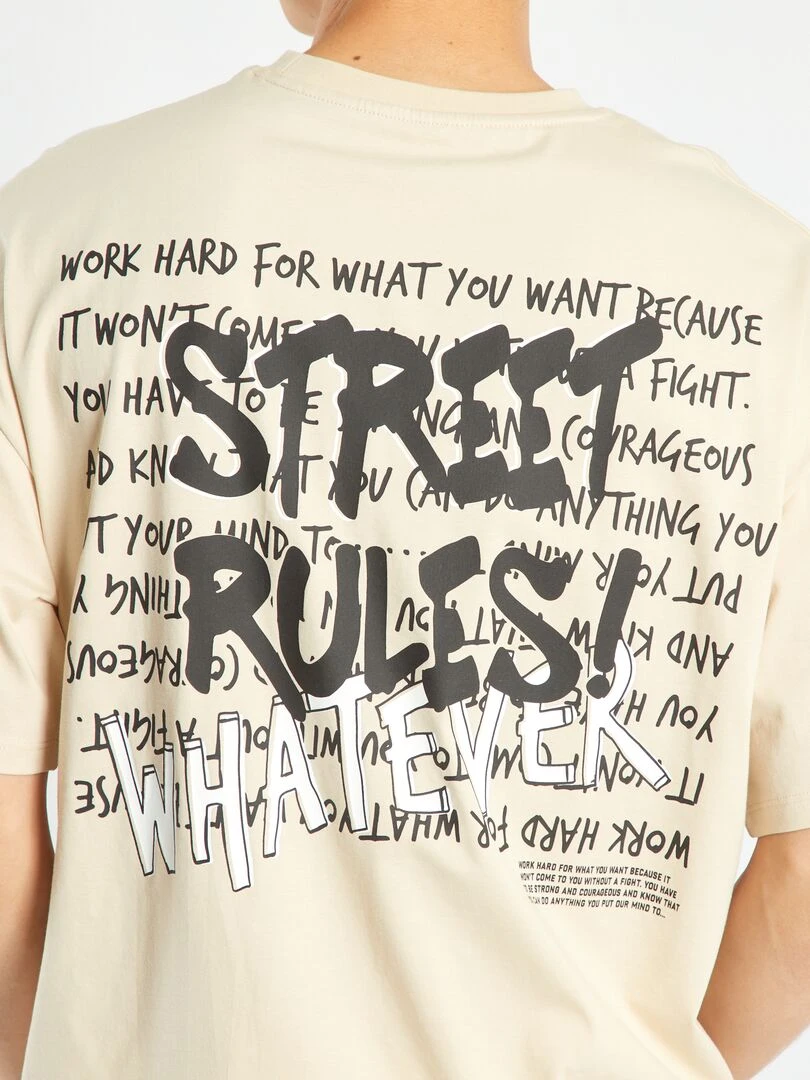 T shirt en jersey à manches courtes   Beige