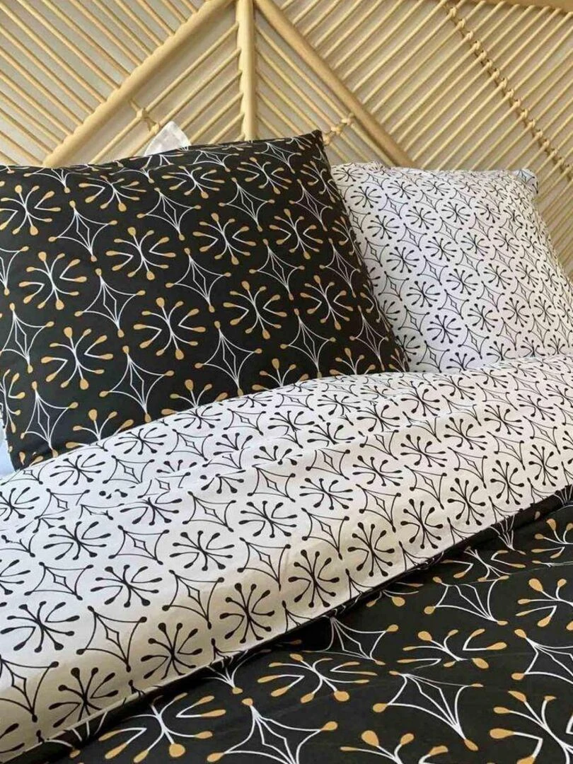 Housse de couette 240x260 + 2 taies d'oreiller 63x63 cm Coton Bio Wag   Noir