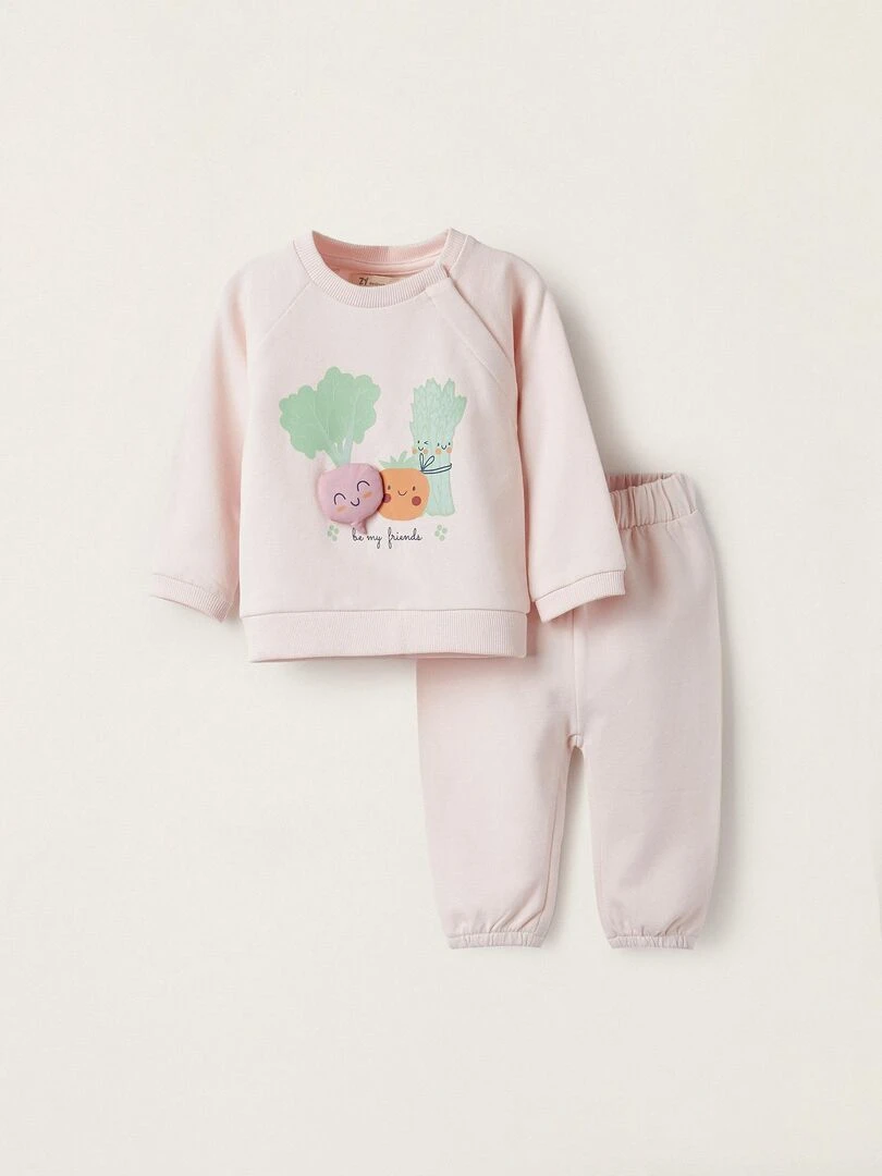 Pull + Pantalon avec Effet en 3D pour Nouveau Né 'Be My Friends' NATURE TAKEOVER Rose