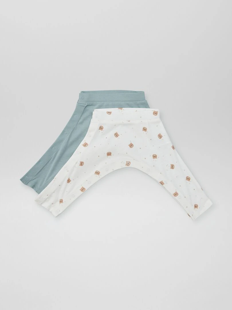 Lot de 2 leggings avec pressions So Easy Blanc/vert