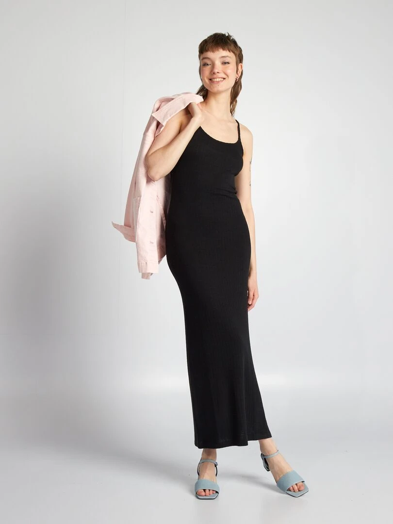 Robe longue en maille noir