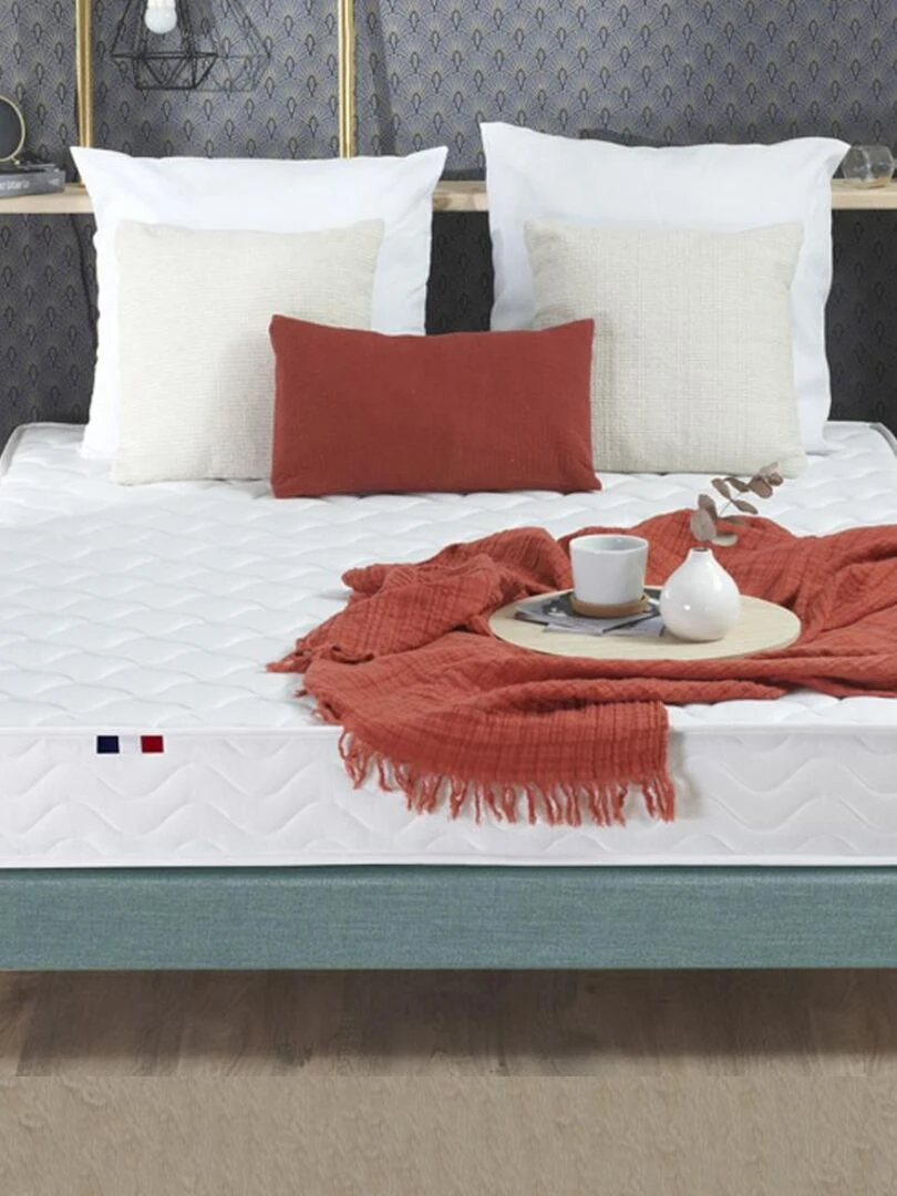 Ensemble Matelas Mousse réversible STRATUS + Sommier Made in France   Sommier Vert celadon   Blanc Vert