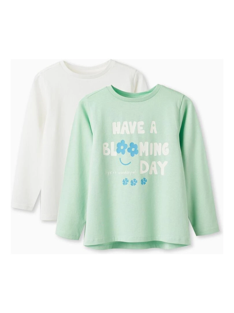 Pack 2 T shirts à manches longues en coton pour fille manches longues THE WAVE TRIBE Vert clair