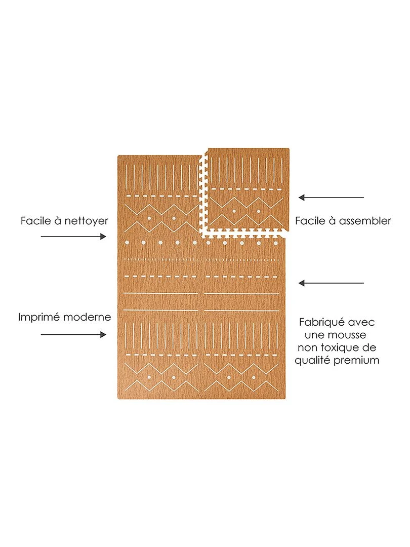 Tapis de jeu mousse BERBER PUZZLEMAT CAMEL   Marron chocolat