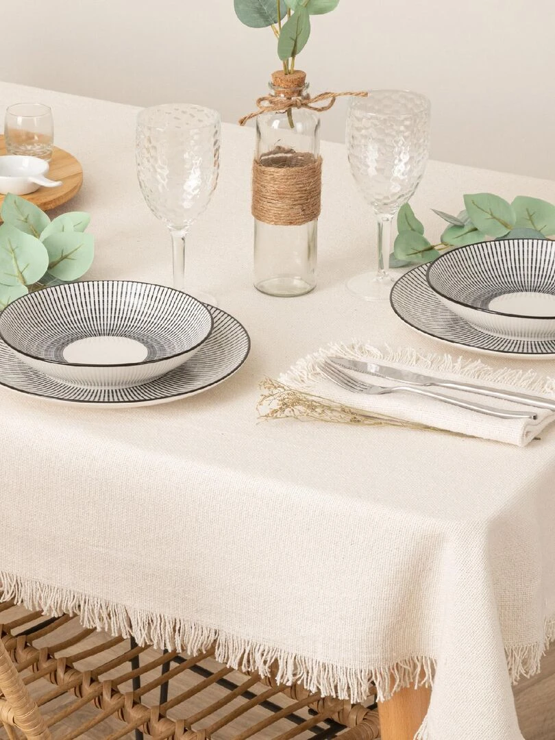 Set de table à franges   Blanc