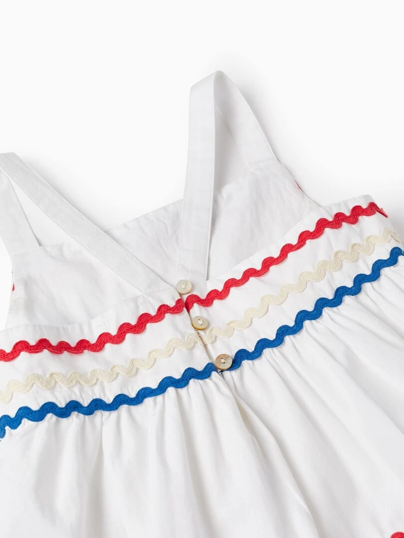 Robe en coton pour fille manches courtes PICASSO   Blanc