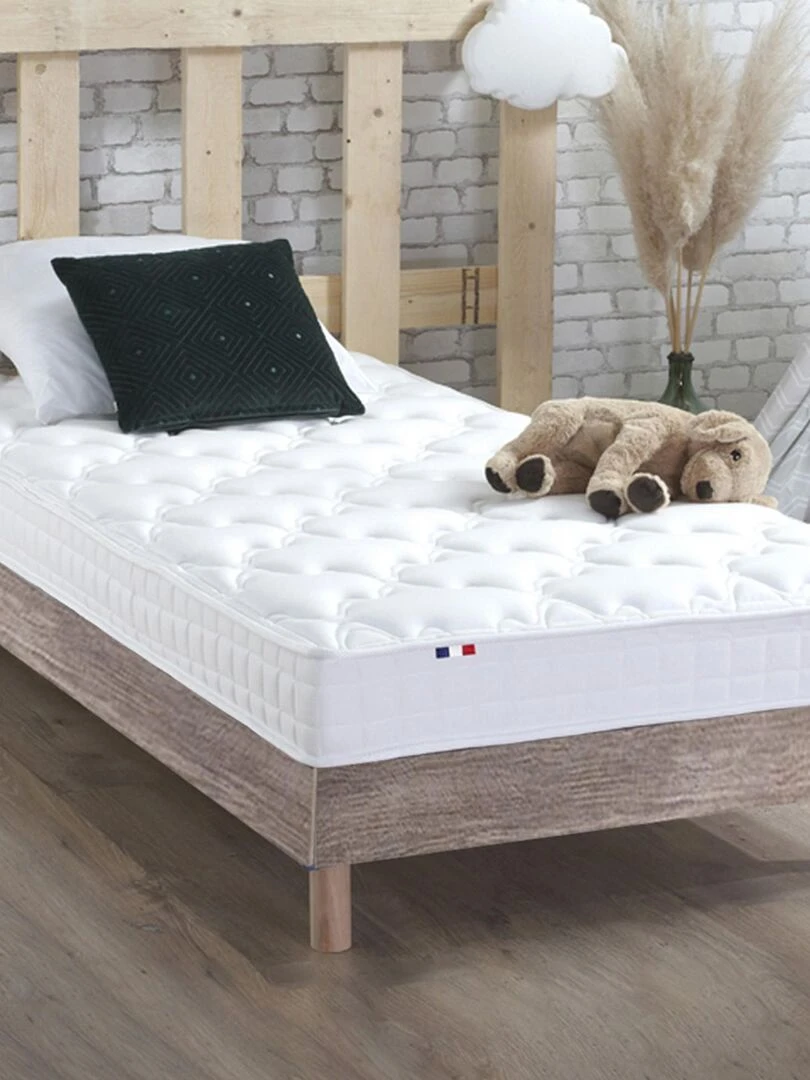 Ensemble Matelas accueil mémoire de forme AZUR Sommier en Kit Couleur Chêne clair Marron clair