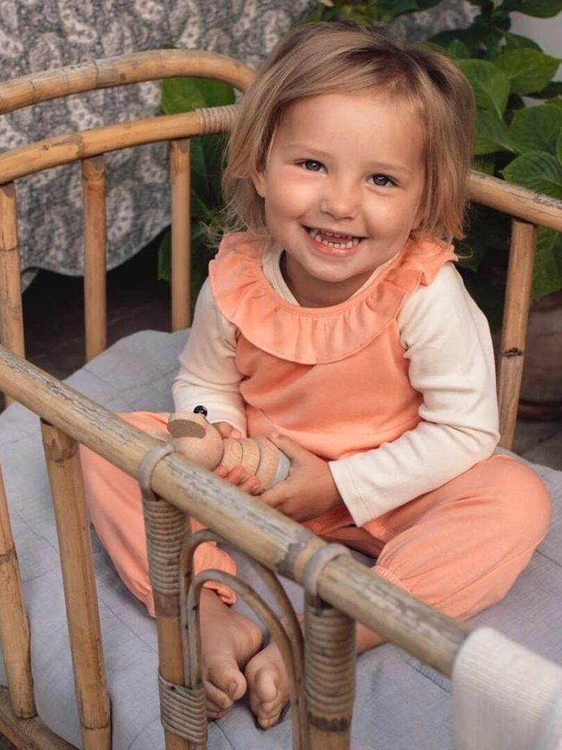 Combinaison Bébé à Volant en Coton Pima Bio   Rose saumon