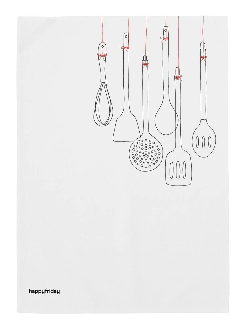 Torchon (2 pièces) Cutlery "Happyfriday"   Blanc