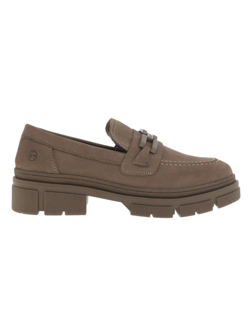 TAMARIS Mocassins cuir talon plat Gris Marron Blanc