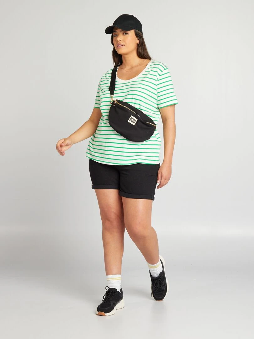 Tee shirt en coton avec imprimé   Vert/blanc