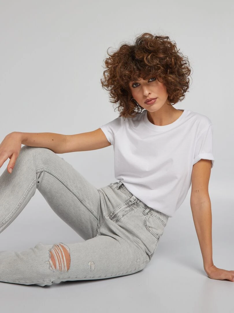 T shirt uni en jersey blanc