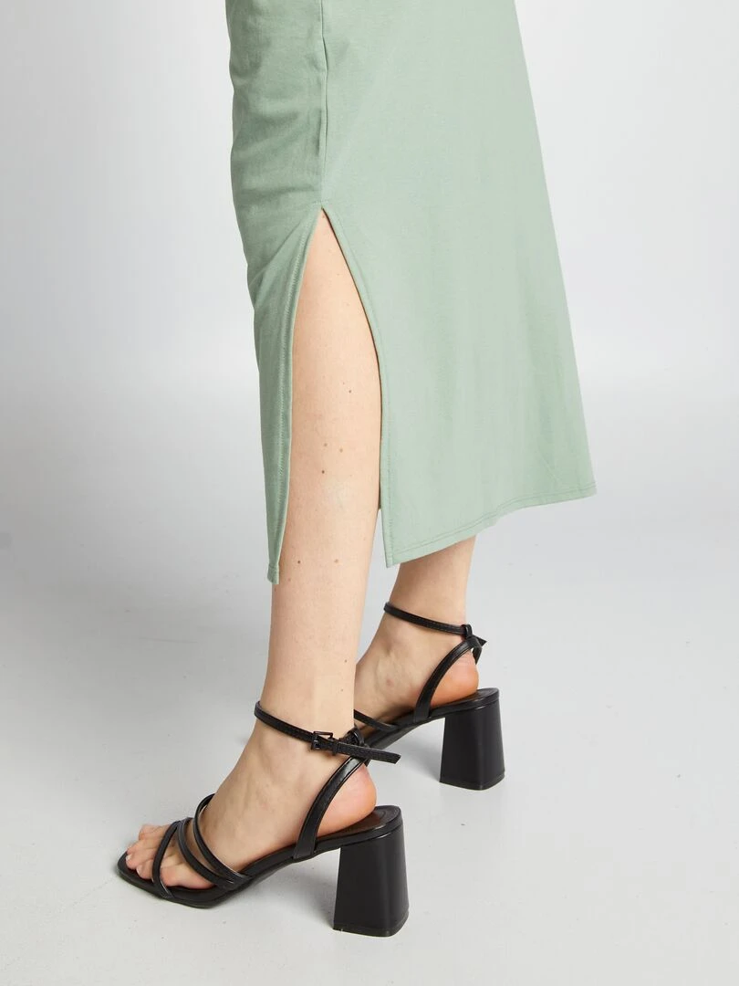 Robe midi à taille resserrée   Vert