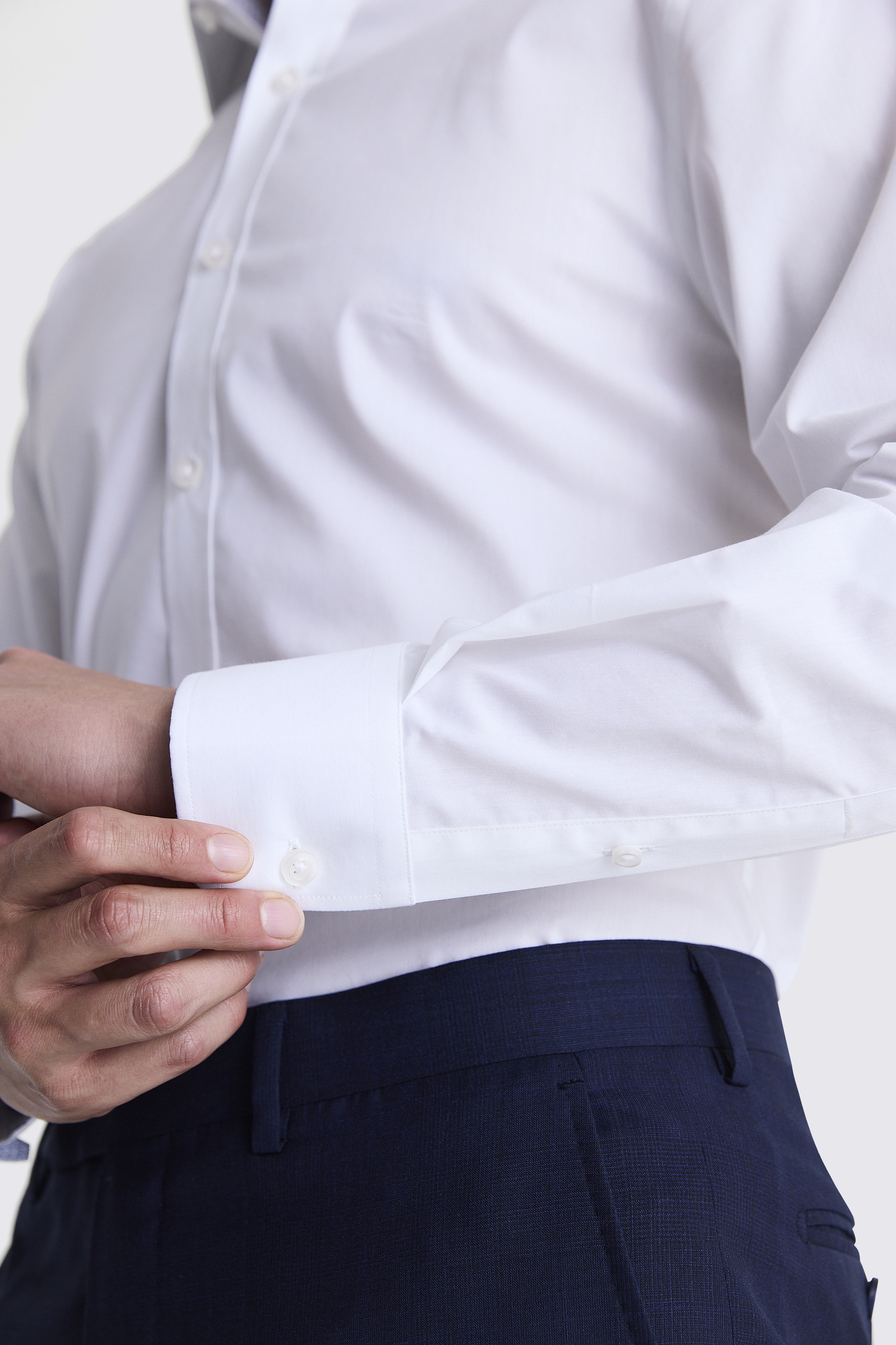 Slim Fit White Pinpoint Oxford Contrast Non Iron Shirt    Buy Online at Moss