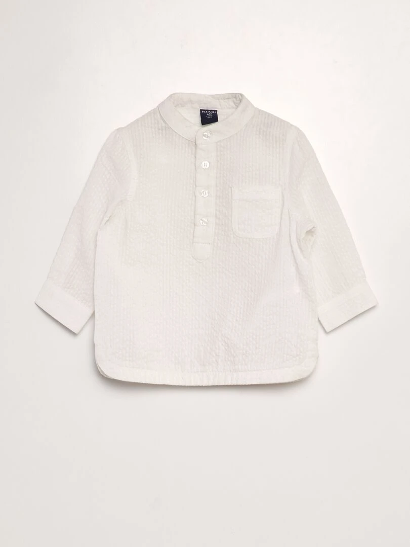 Chemise rayée en lin blanc