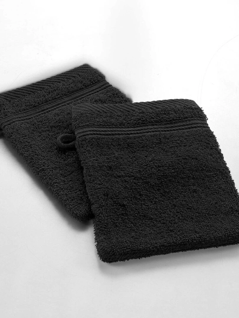 Lot de 2 gants de toilette Tendresse Noir