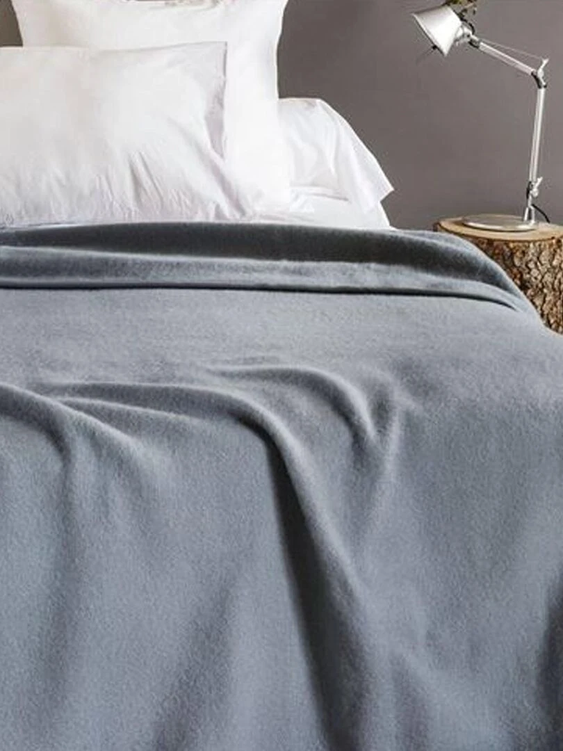 Couverture Unie en Laine d'Agneau   Gris foncé