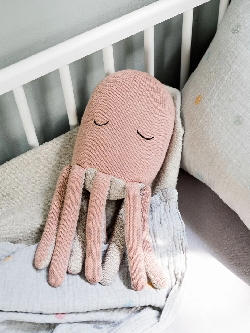 Peluche en coton poulpe Rose pâle