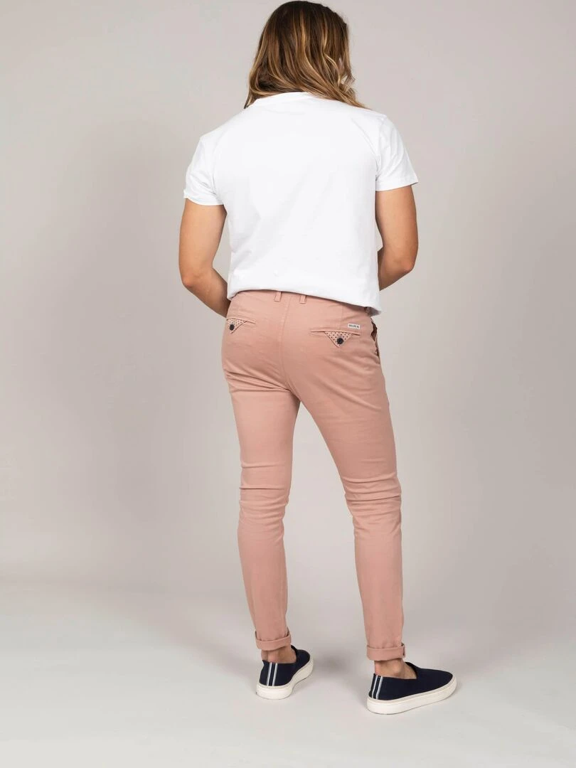 Pantalon chino slim uni 'Deeluxe'   Vieux rose