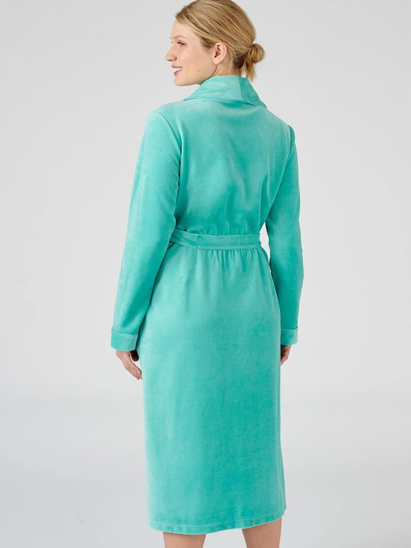 Robe de chambre maille velours   Damart   Bleu polaire