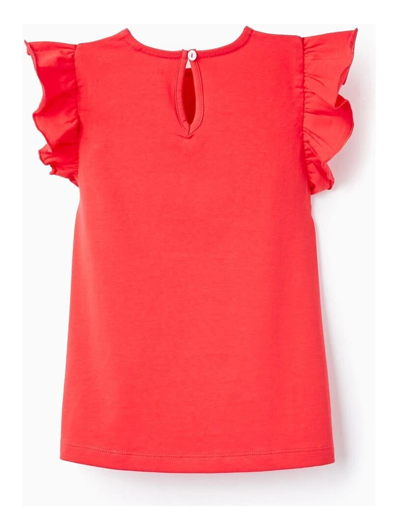 Débardeur en Coton avec Volants pour Fille manches courtes Rouge