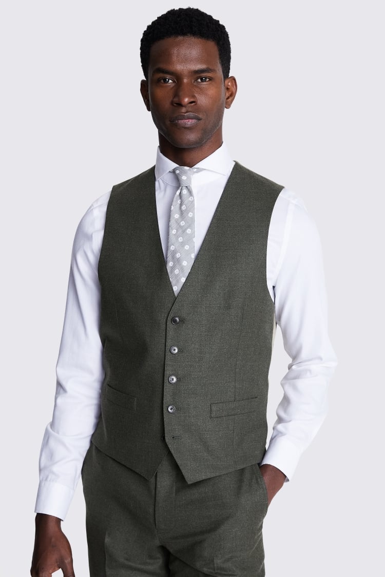 Tailored Fit Army Green Performance Waistcoat Buy Online at Moss