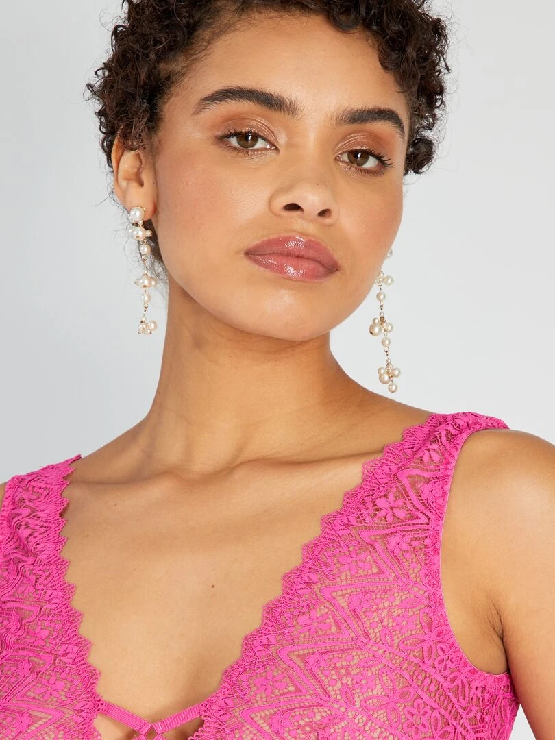 Body en tulle et dentelle   Rose
