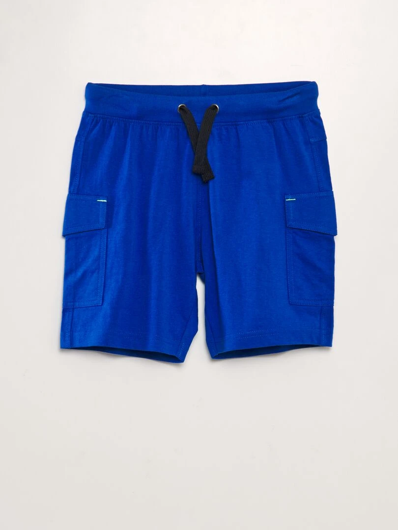 Short en coton multipoches bleu