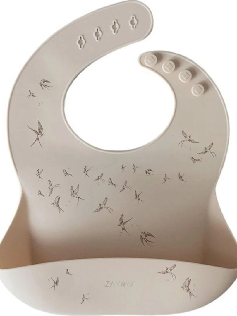 Bavoir en silicone à poche Hirondelles Sable Beige