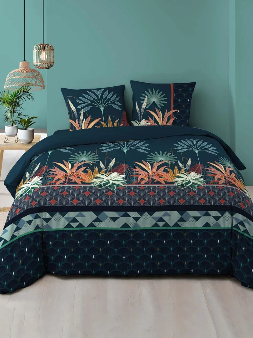Housse couette + taies 220 x 240 cm Floriana Bleu