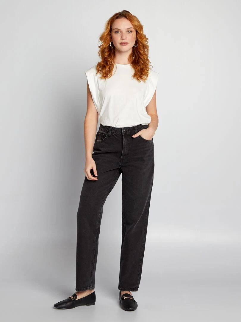 Jean droit taille haute Gris