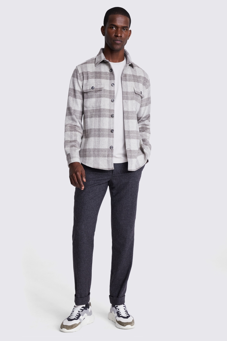 Taupe Check Overshirt Buy Online at Moss