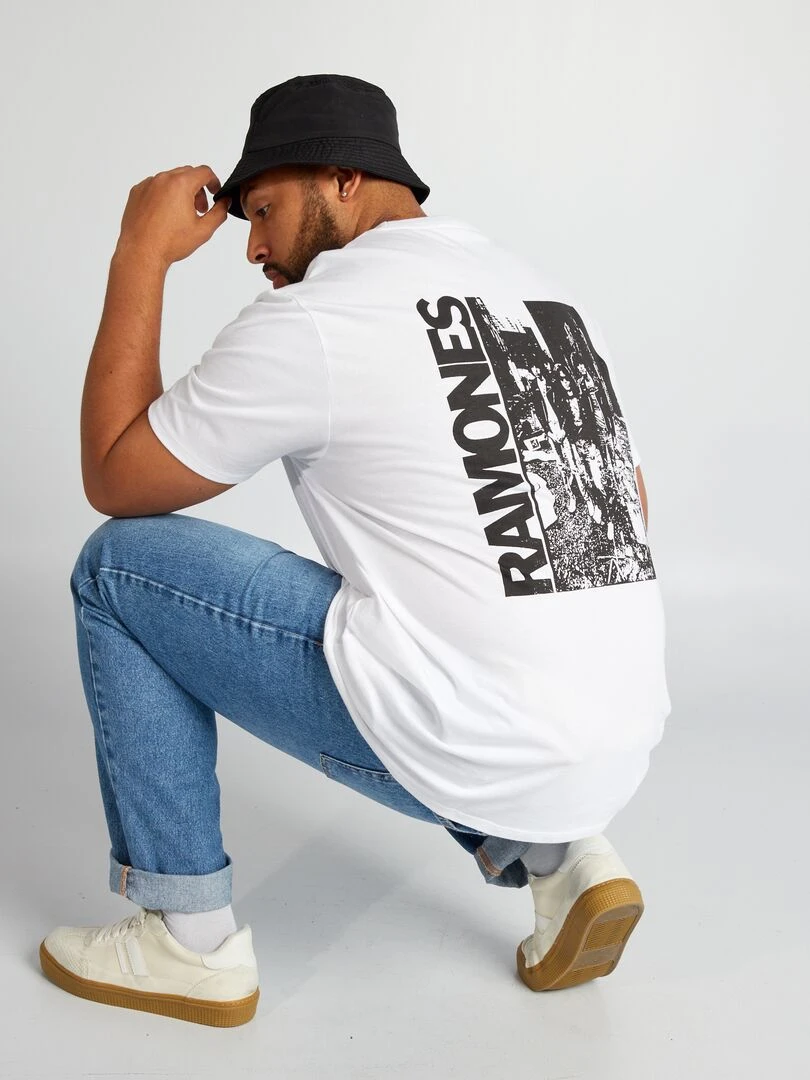 T shirt imprimé 'Ramones' blanc