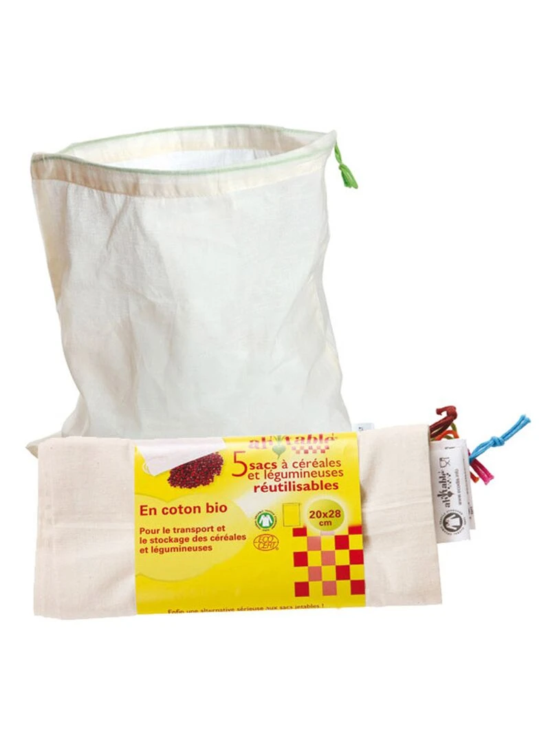 Lot de 5 sacs à vrac réutilisables S Multicolore