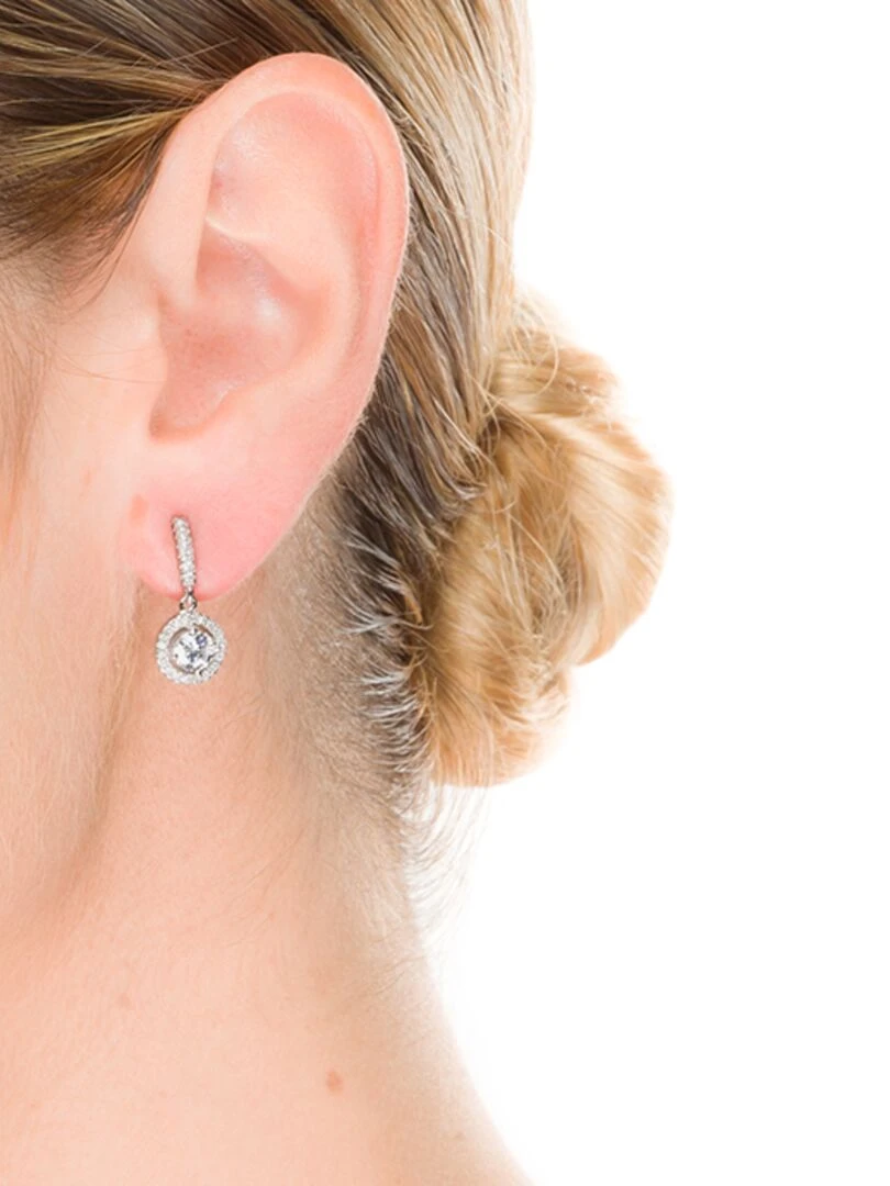 Boucles d'oreilles  en Argent 925 et Zirconia bleu finition rhodiée   Argent