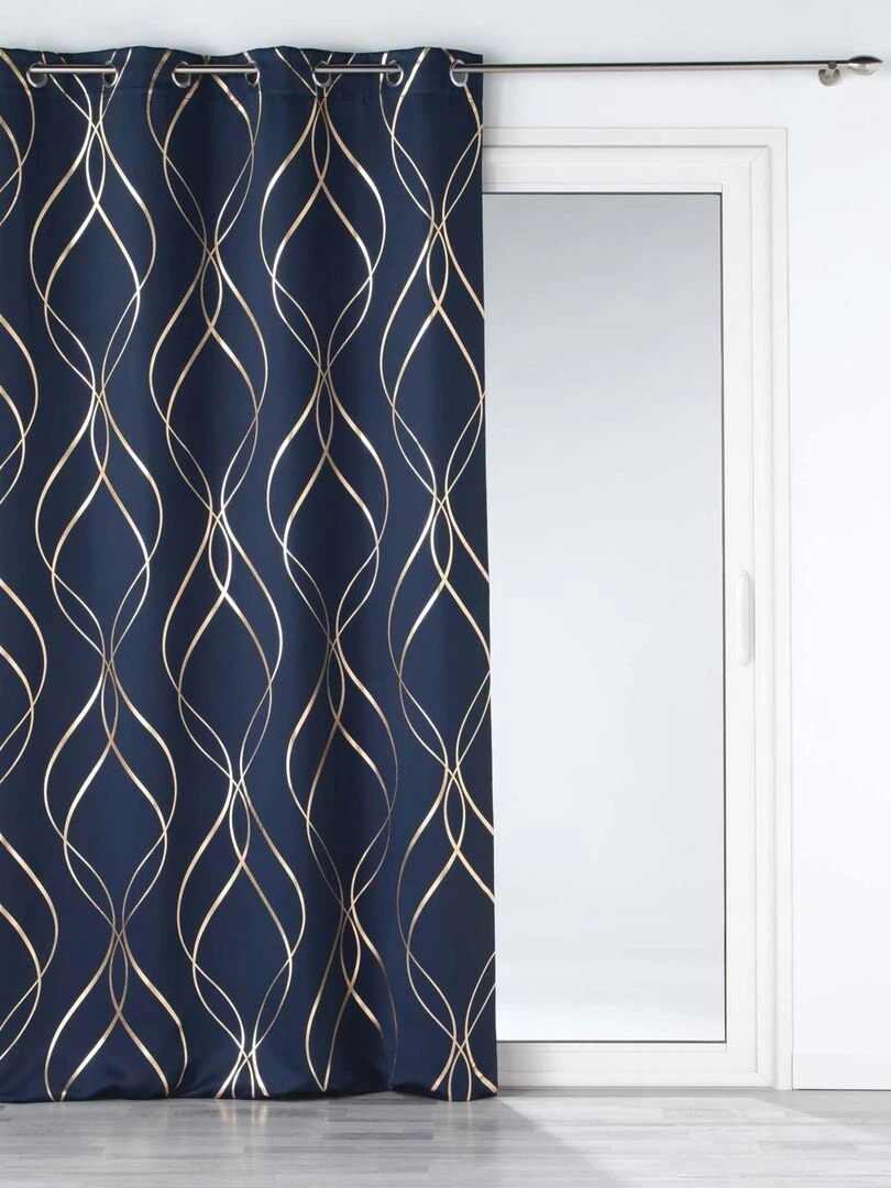 Rideau occultant à impressions métallisées   Bleu marine