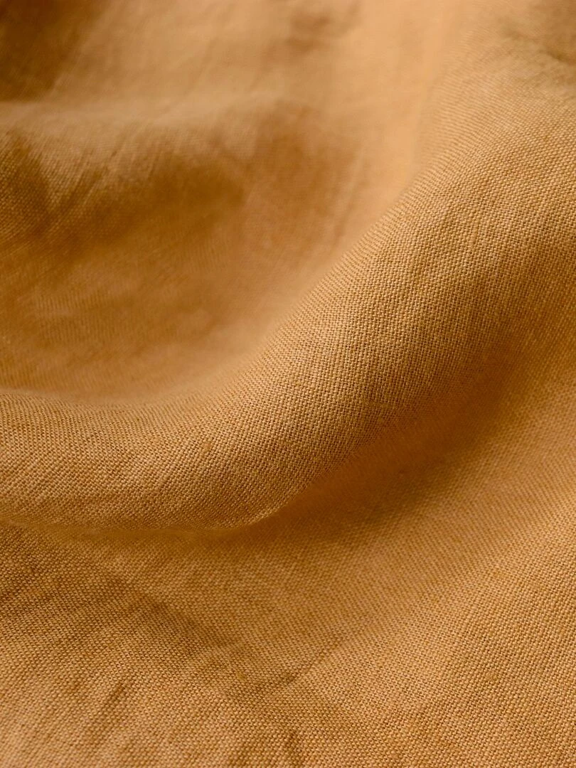Drap housse uni en lin  LIN LAVÉ   Marron caramel