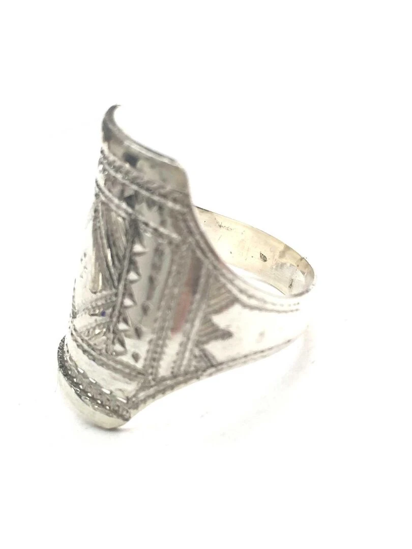 Bague chevalière argent gravée motifs touaregs  Bijoucolor   Argent