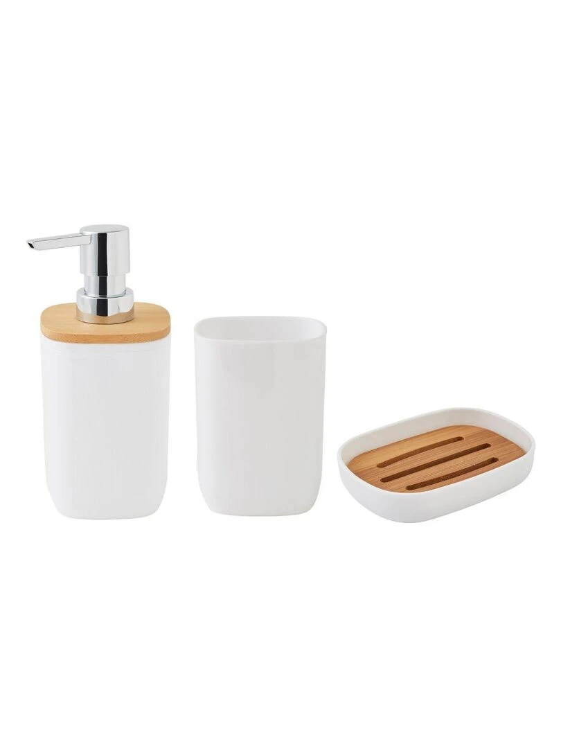 Guy Levasseur Set de salle de bain en plastique et bambou blanc Blanc