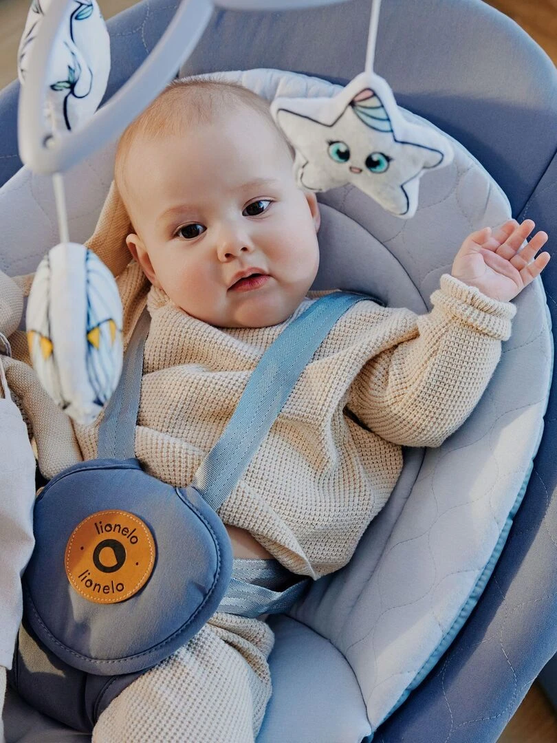 LIONELO Mell Balancelle bébé 360° 12 mélodies 6 modes Télécommande Bluetooth Gris
