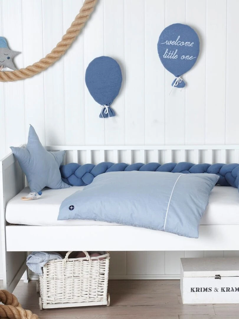 Coussin bébé en coton tricoté ballon Bleu