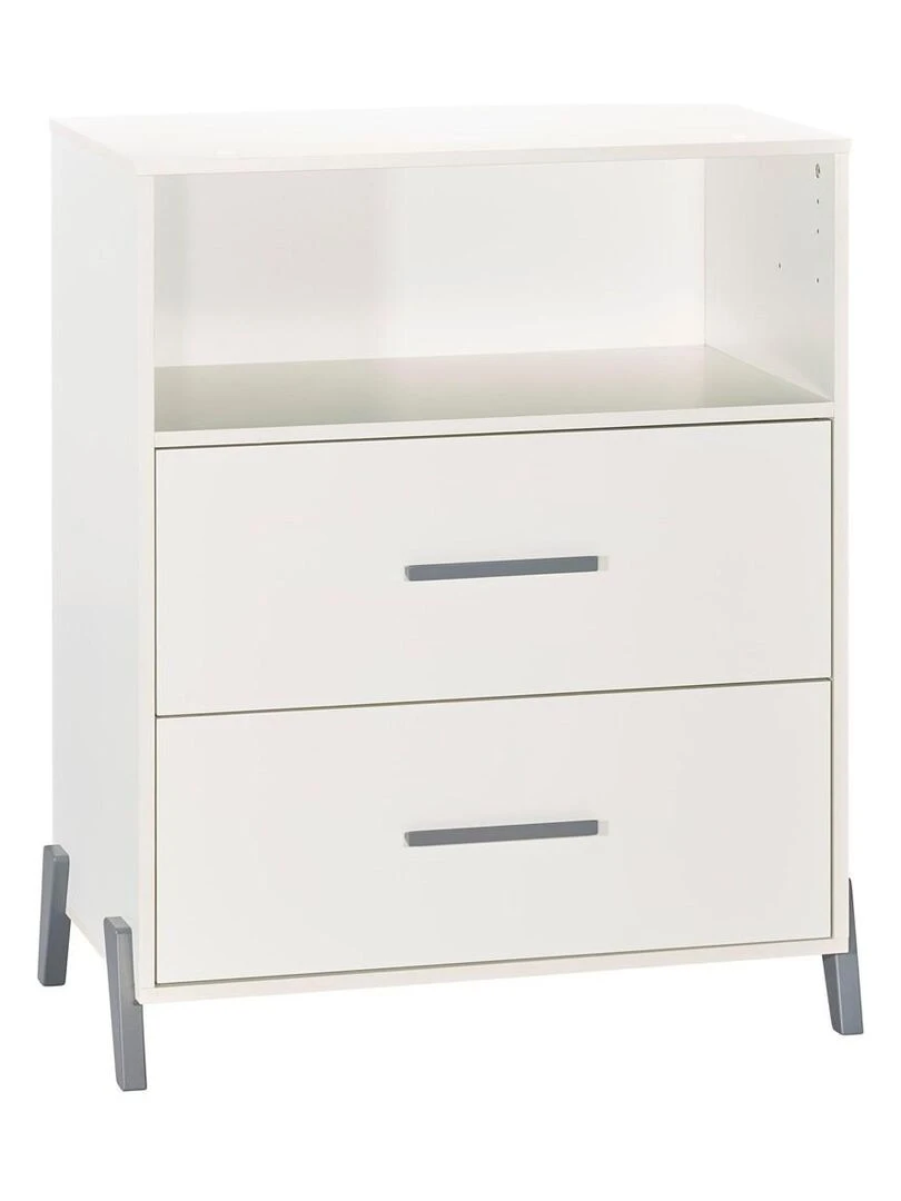 Commode à langer sur pieds en bois blanc BABYPRICE Blanc Gris