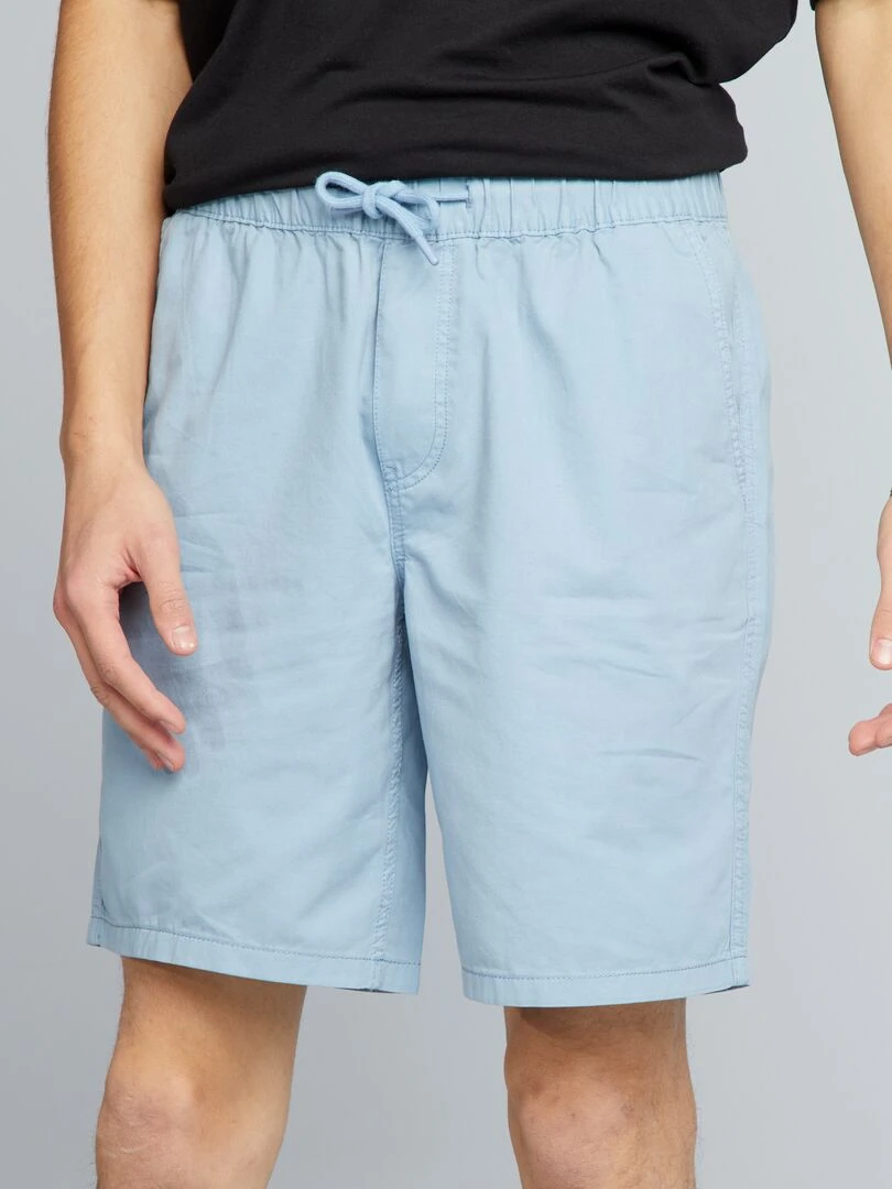 Short élastique en coton Bleu