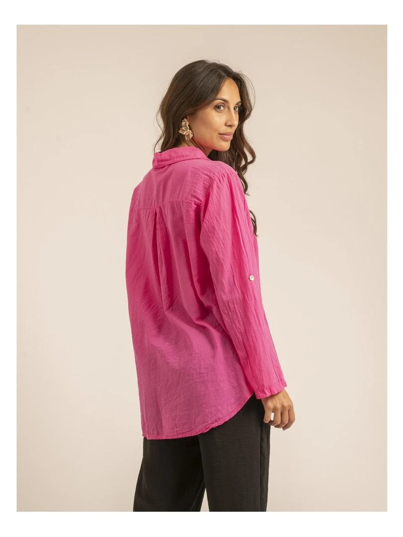 Chemise manches longues coton ORINE   Rose fushia