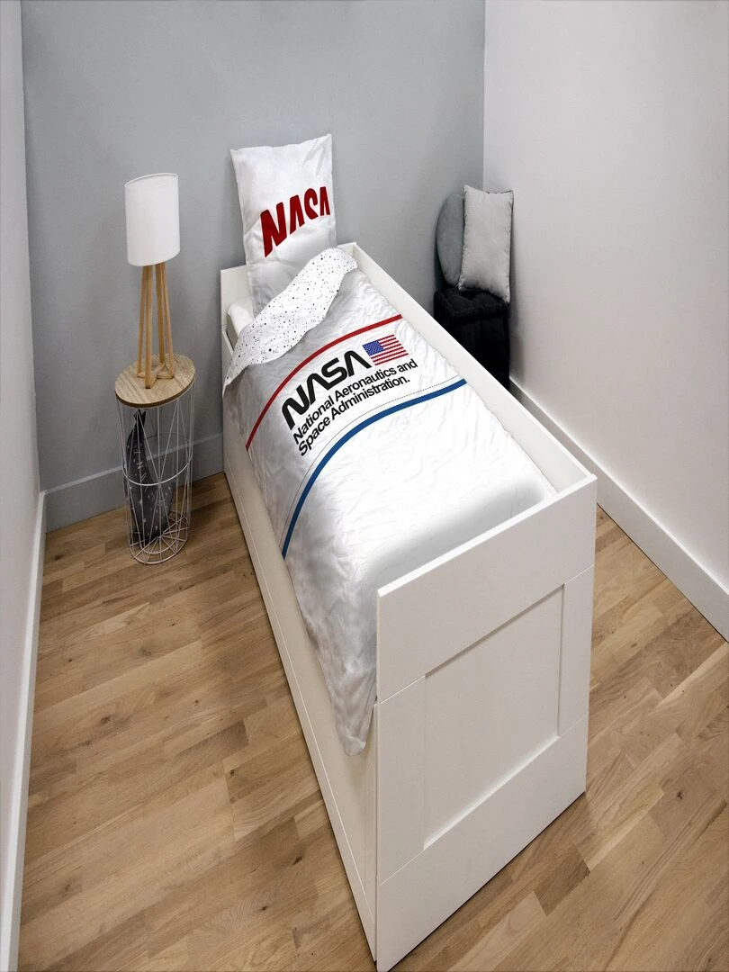 Housse de couette NASA Moonlight et Taie D'oreiller 100% Coton Bleu