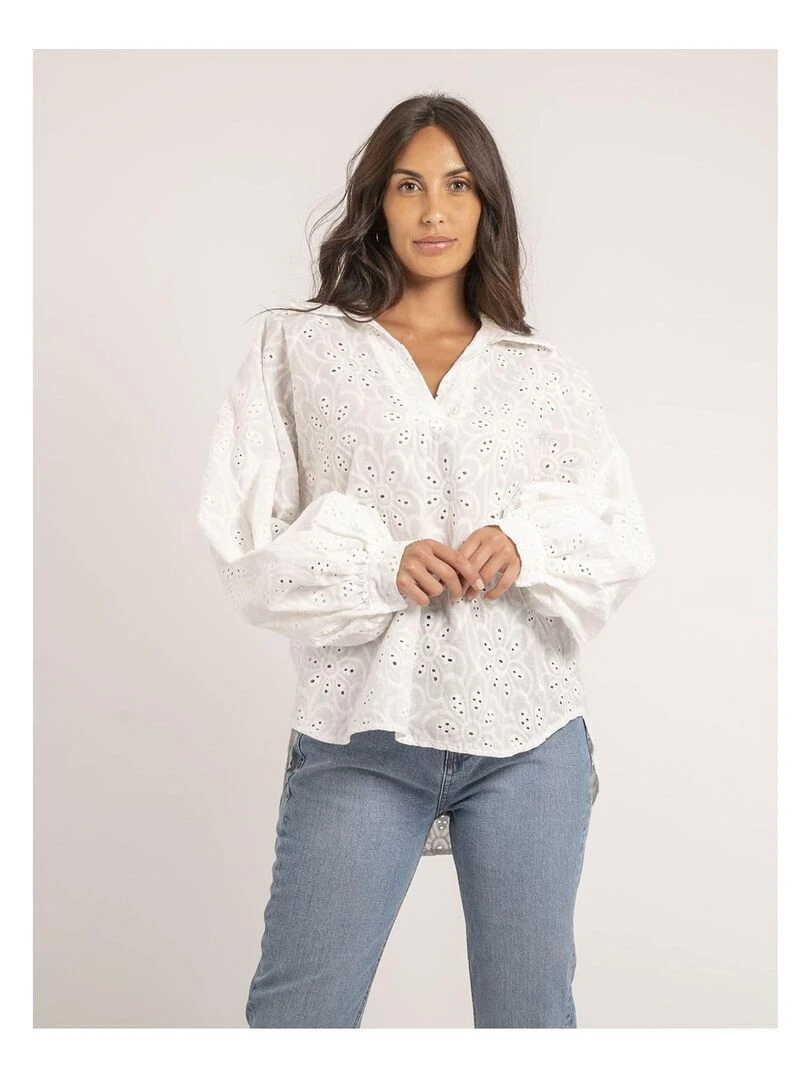 Blouse broderies anglaises FLOSSIE Blanc