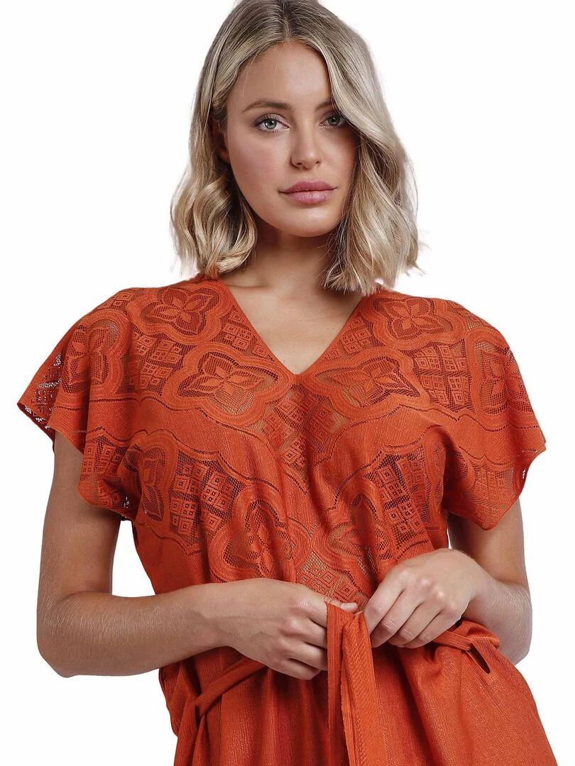 Tunique de plage Sunset Palm   Orange