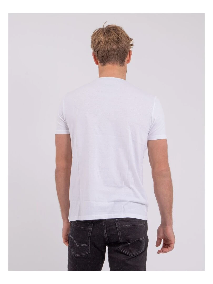 T shirt manches courtes col rond pur coton NUMILAN Blanc