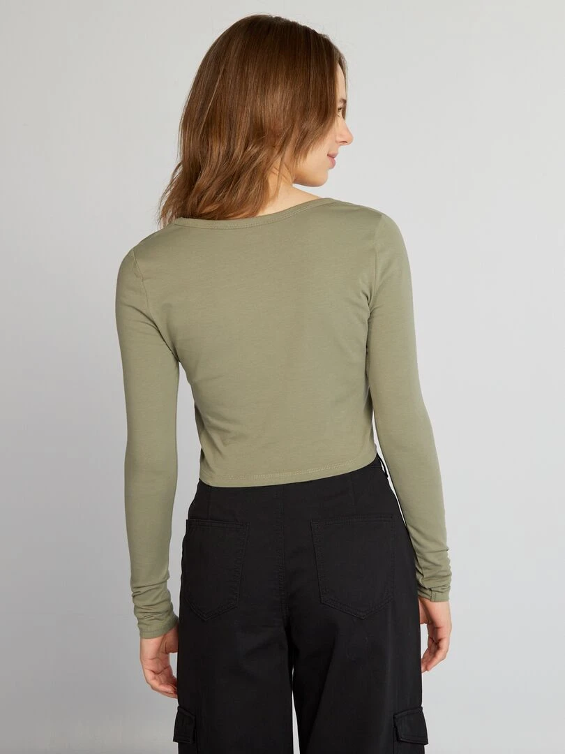 Crop top manches longues   Kaki