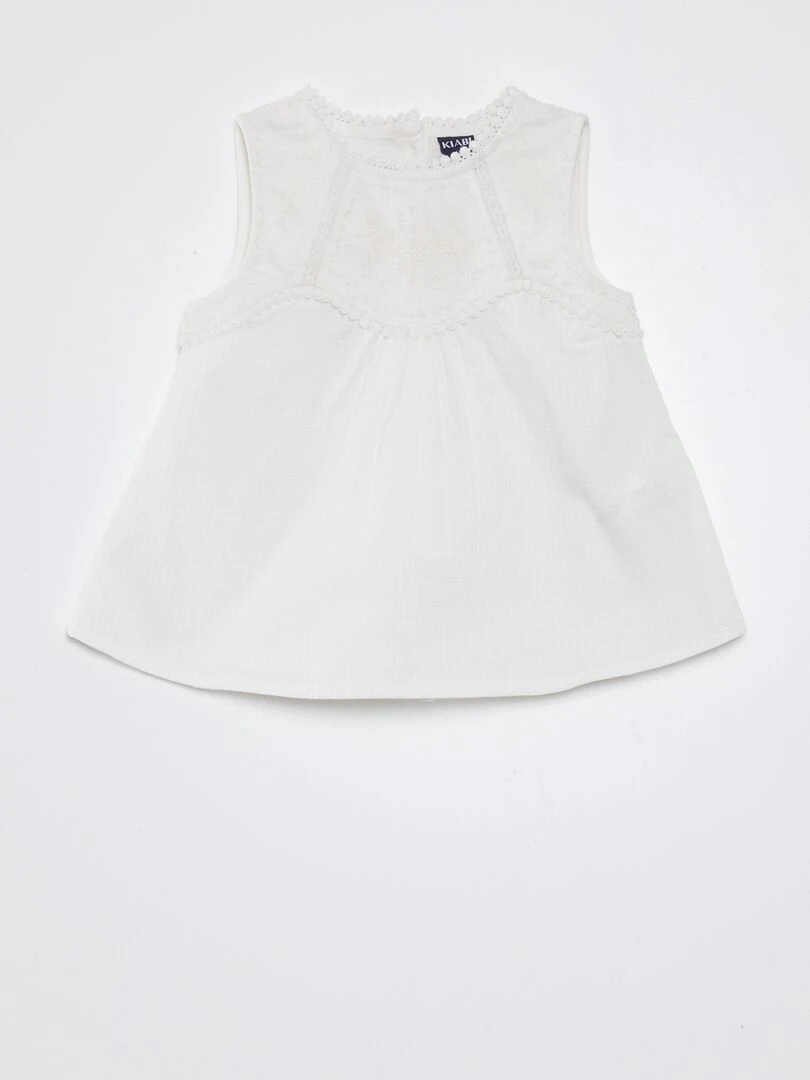 Blouse avec broderies blanc